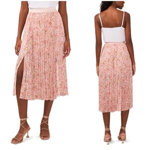 💕NORDSTROM HALOGEN💕 Double Slit Pleated Midi Skirt ~ Pink Dogwood Large L NWT